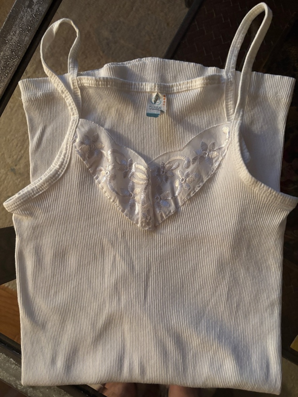 White Women's Lace-Trim Ribbed Camisole